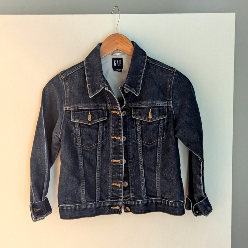 Gap Youth Denim Jean Jacket Size 10 Large Dark Wash
